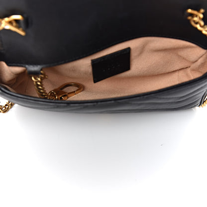 Gucci Calfskin Matelasse Super Mini GG Marmont Shoulder Bag Black 5 of 10