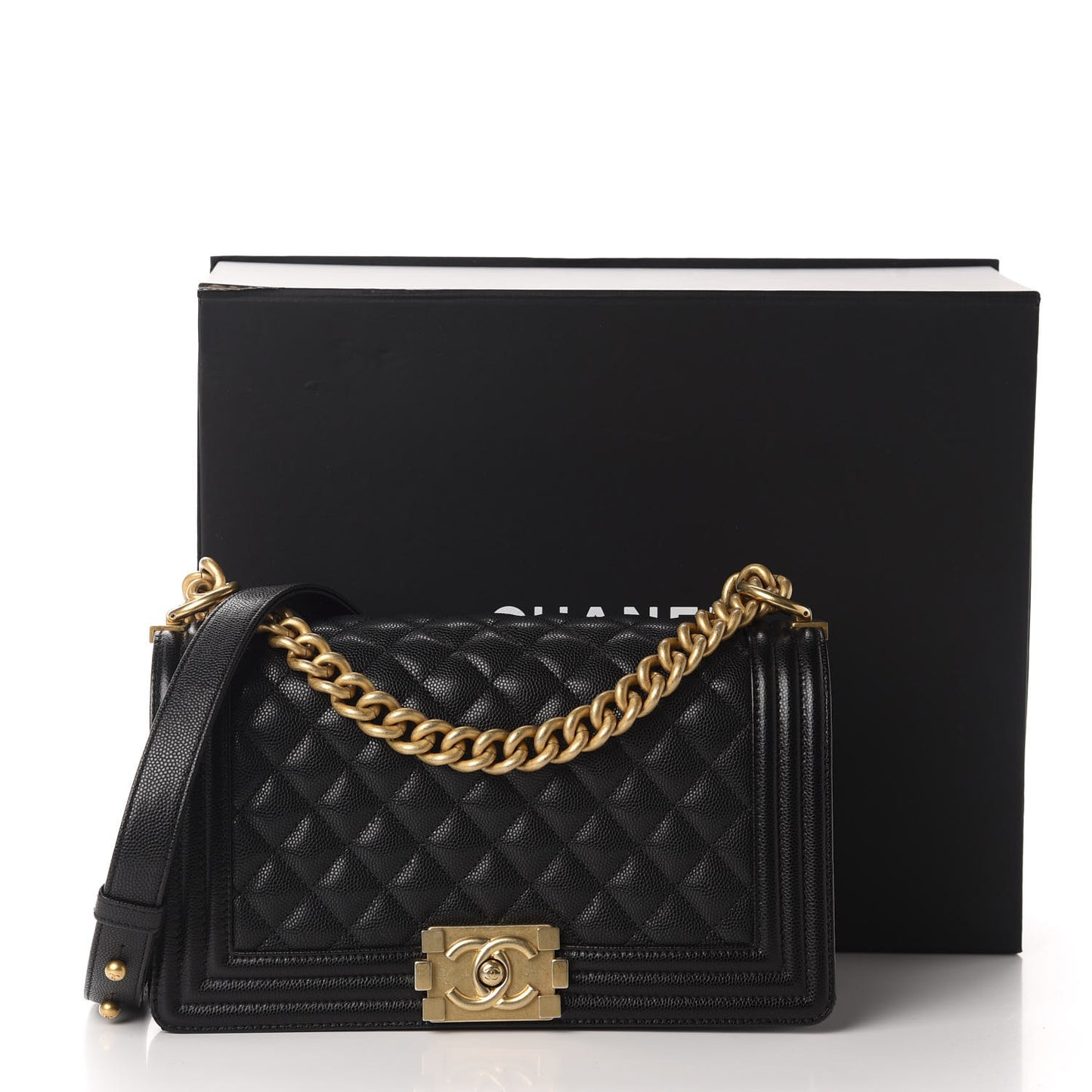Caviar Quilted Medium Boy Flap Black