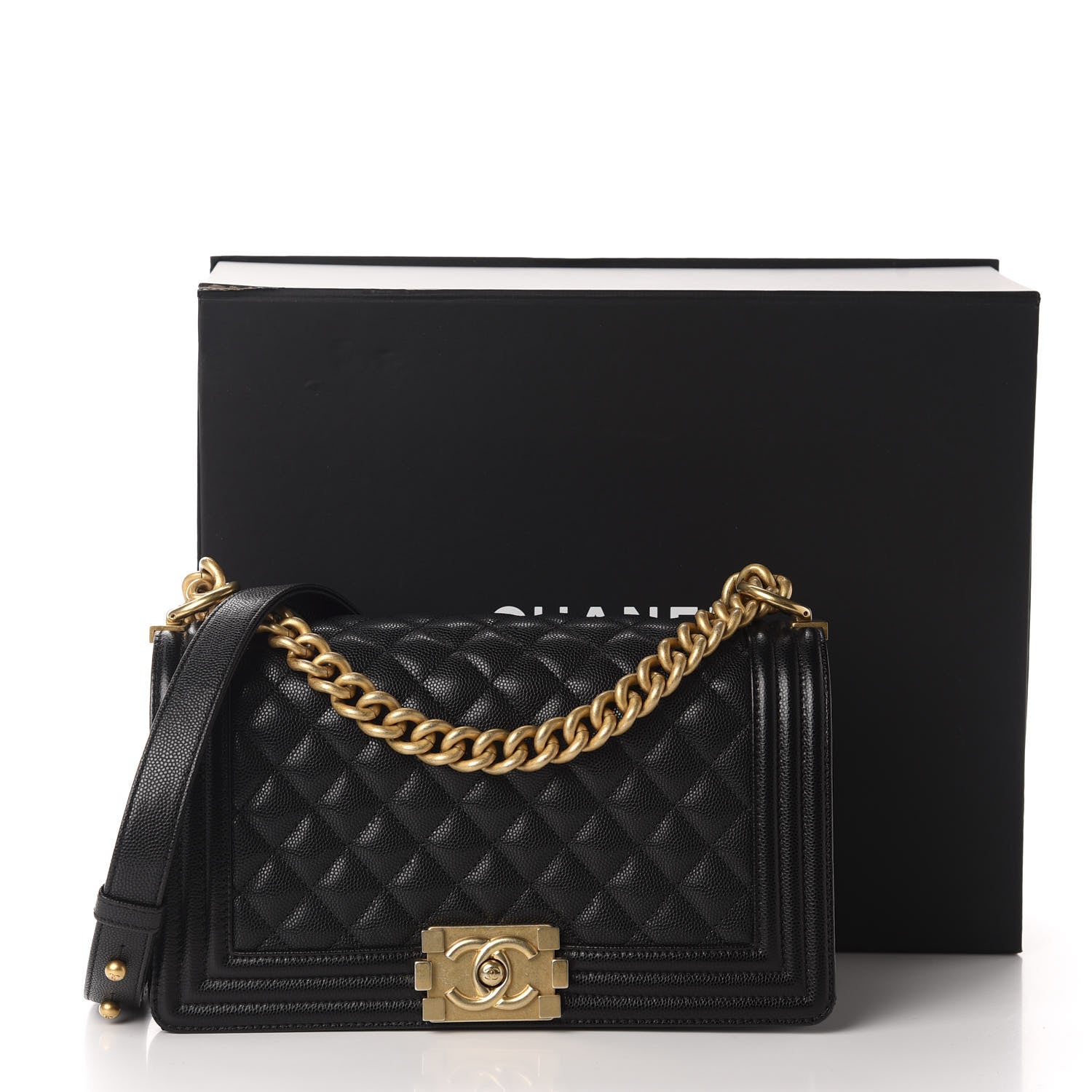 Chanel Caviar Quilted Medium Boy Flap Black 12 of 12