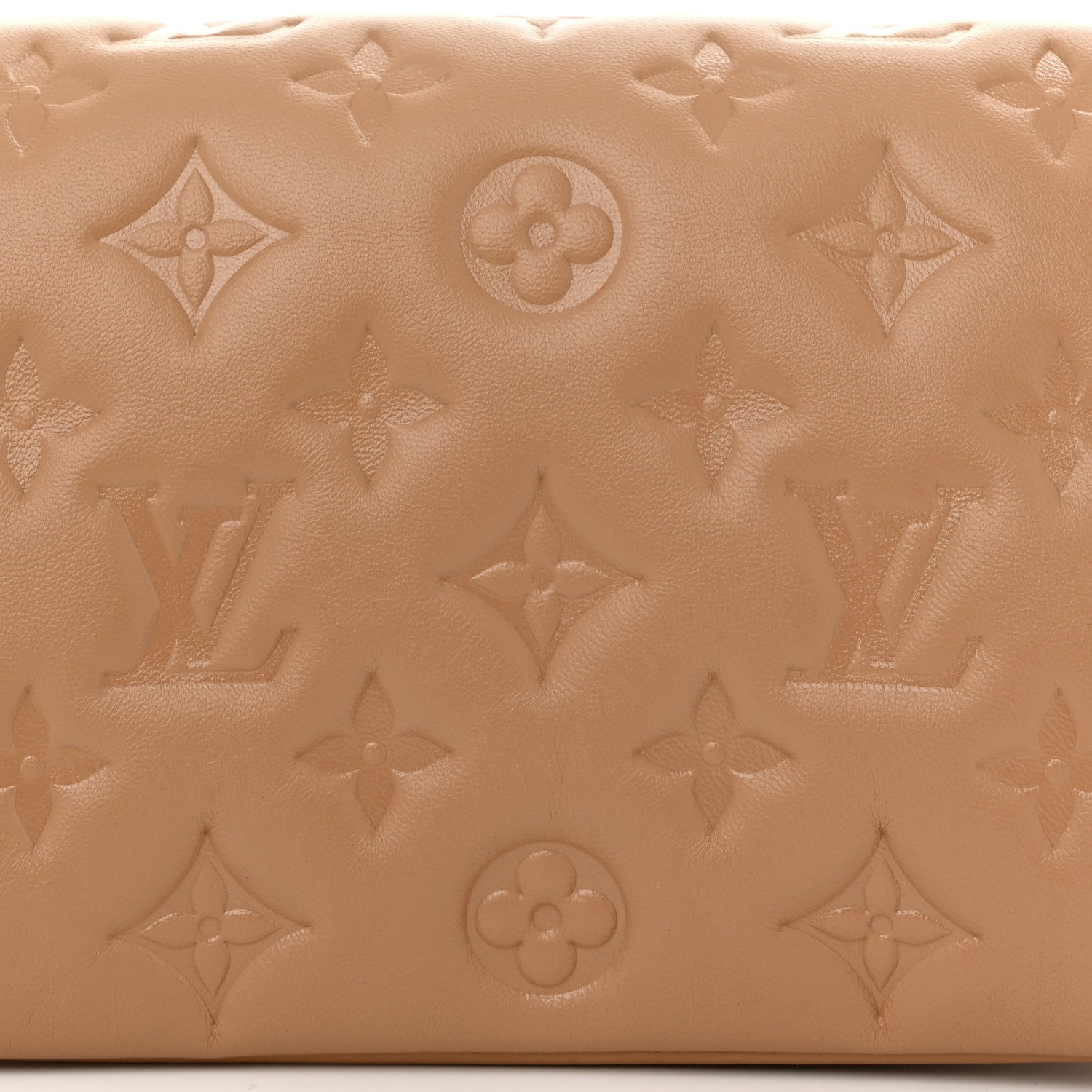 Louis Vuitton Lambskin Embossed Monogram Pochette Coussin Camel 7 of 9