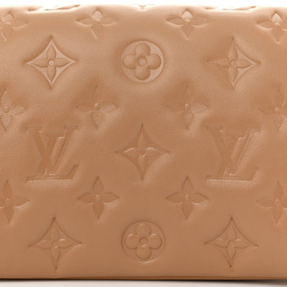 Louis Vuitton Lambskin Embossed Monogram Pochette Coussin Camel 7 of 9