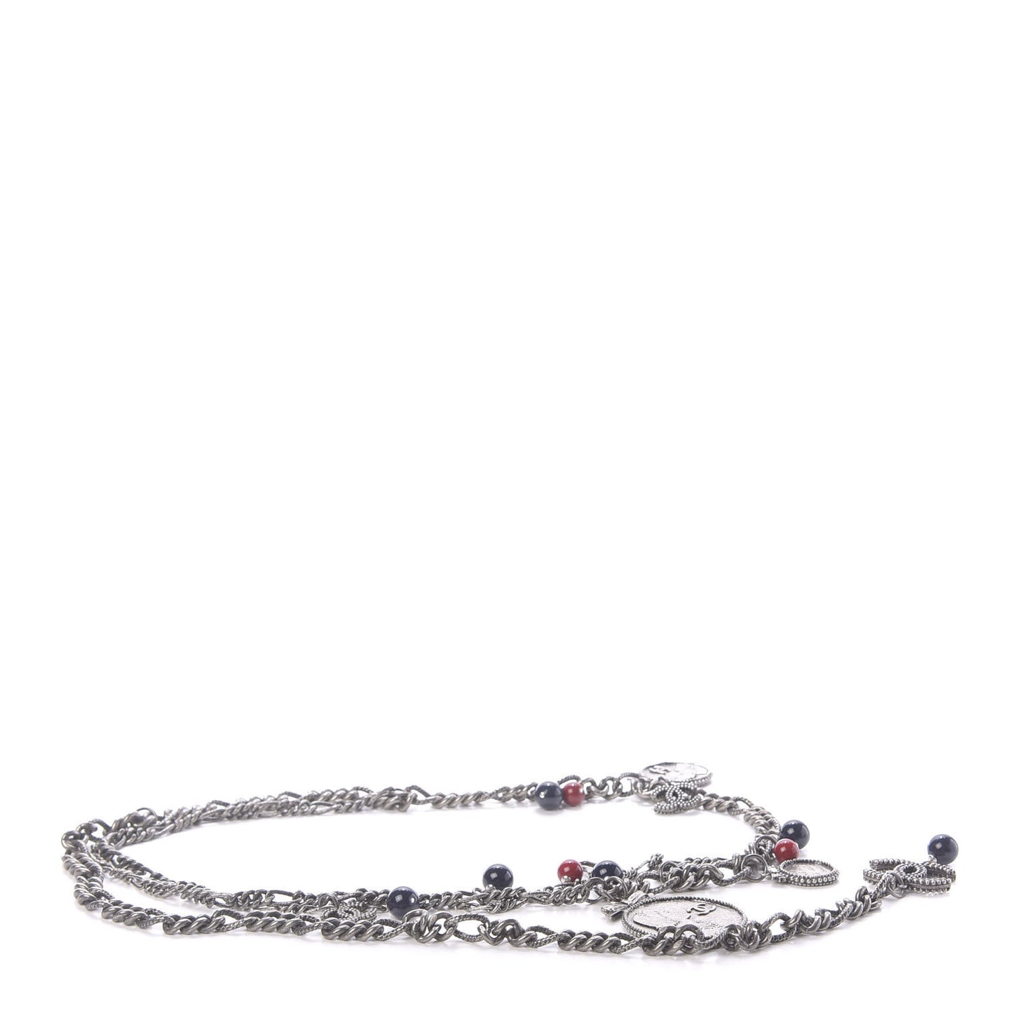 Bead Chain CC Medallion Belt Ruthenium