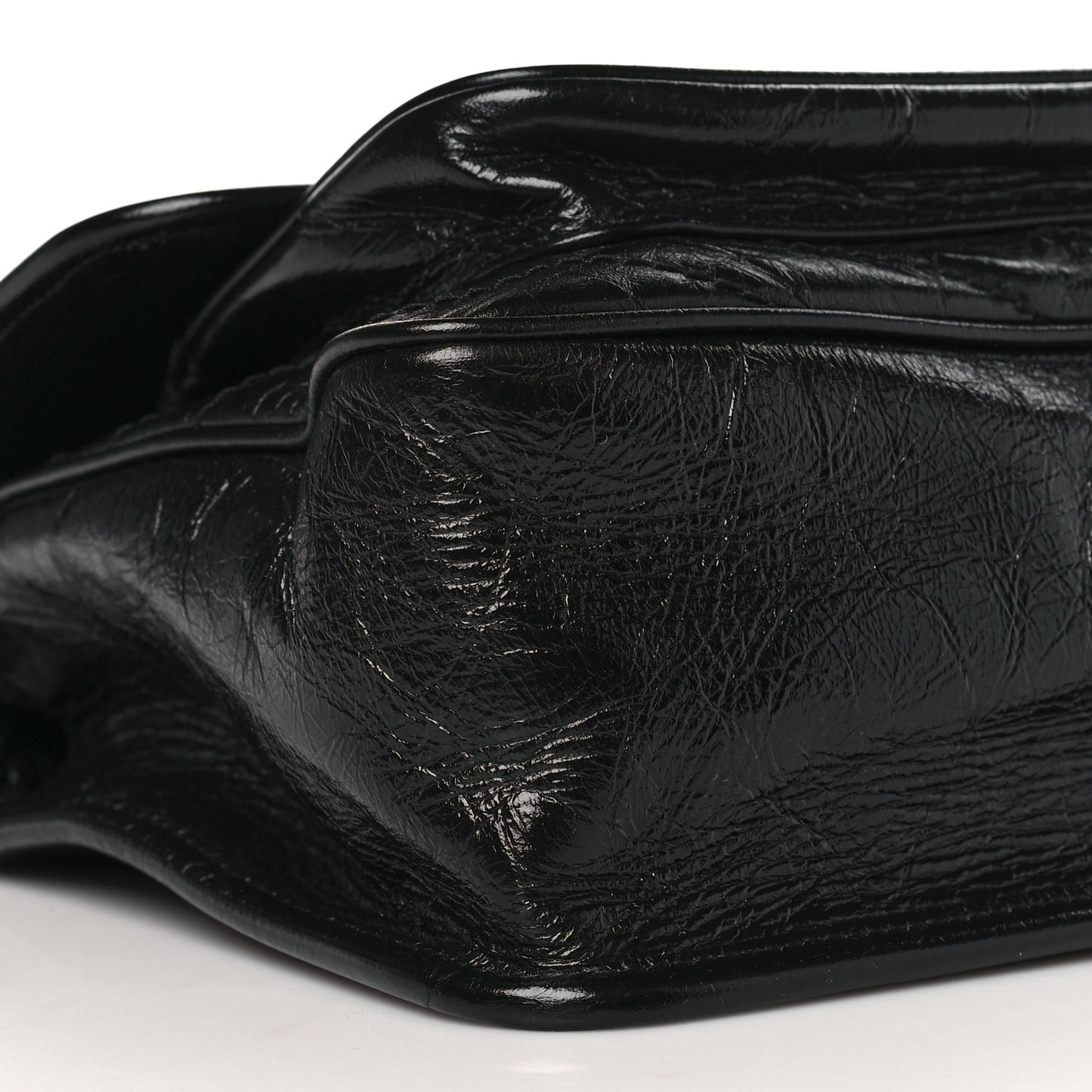 Crinkled Calfskin Matelasse Monogram Medium Niki Chain Satchel Black