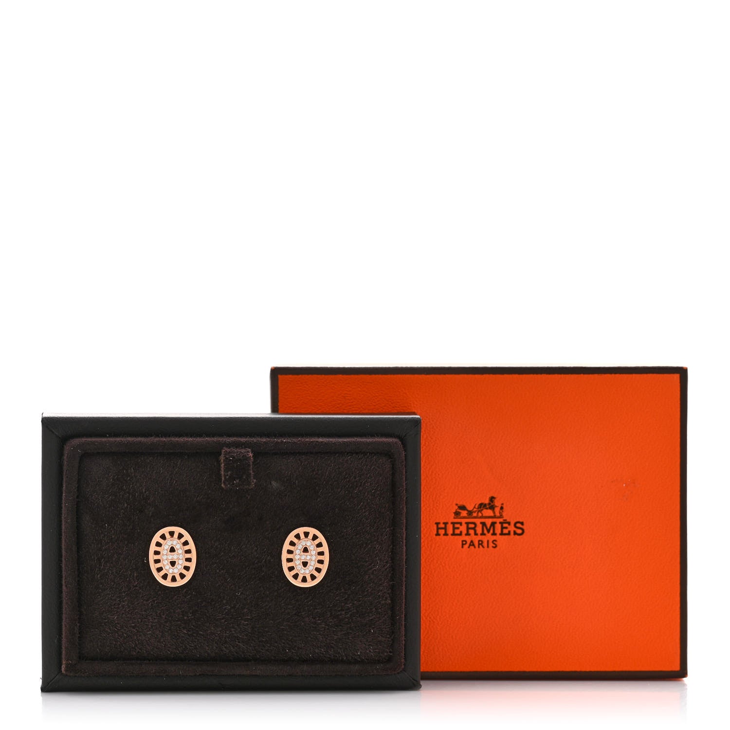 Hermes 18K Rose Gold Diamond Chaine d'Ancre Divine Stud Earrings 5 of 5