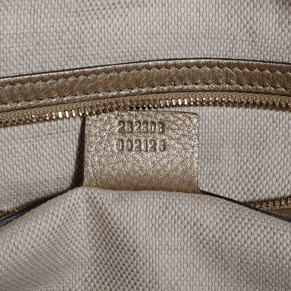 Gucci Metallic Pebbled Calfskin Large Soho Shoulder Bag Golden Beige 7 of 7