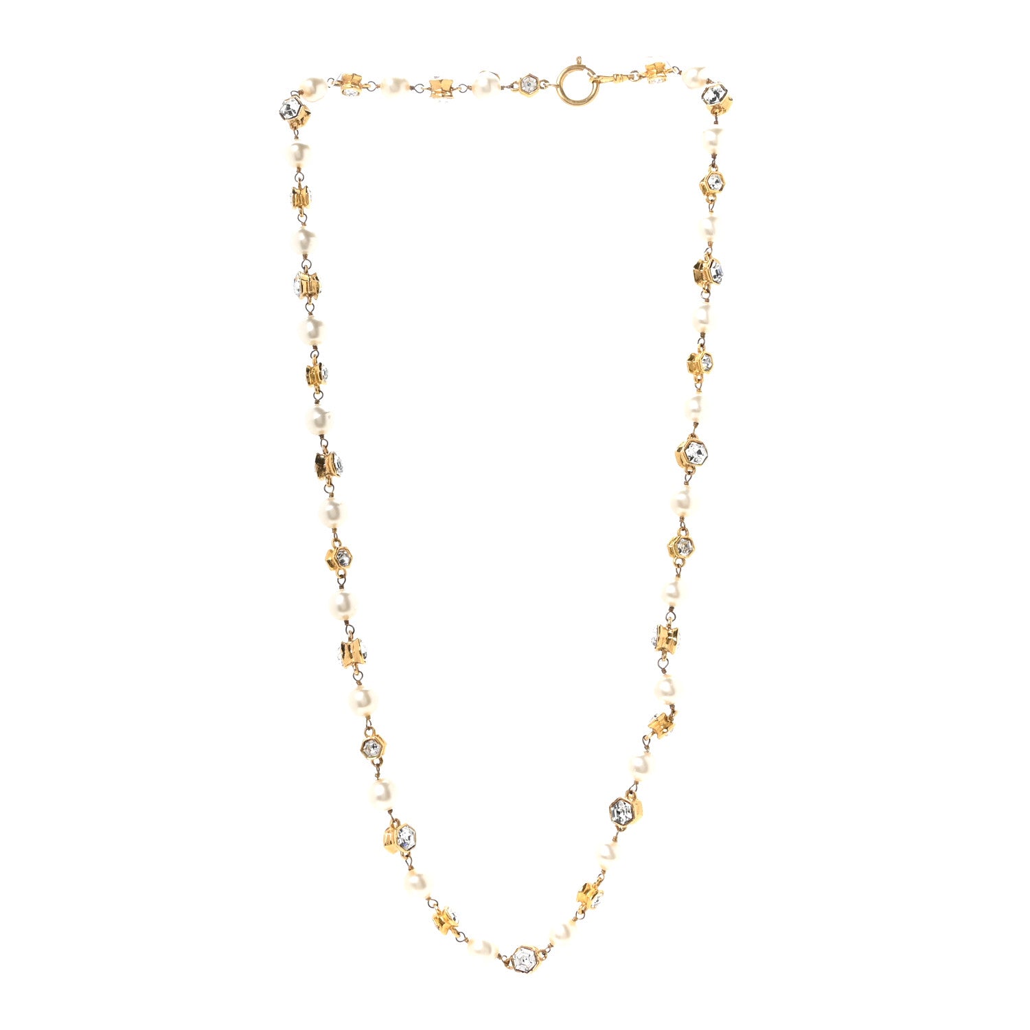 Chanel Pearl Crystal Long Necklace Gold 3 of 4