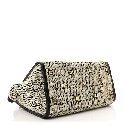 Salvatore Ferragamo Raffia Large Studio Bag Black White 5 of 11