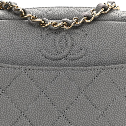 Chanel Iridescent Caviar Flat Quilted Small Coco Tassel Camera Case Grey 8 of 12