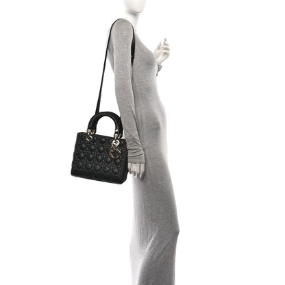 Christian Dior Grained Calfskin Cannage Medium Lady Dior Black 2 of 11