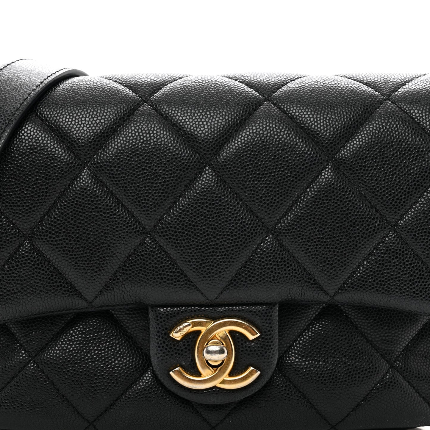Caviar Quilted Small Twist Your Buttons Flap Black