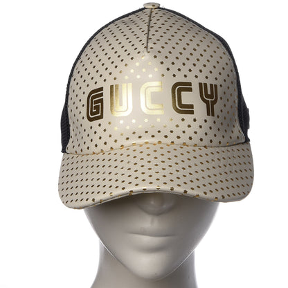 Gucci X SEGA Calfskin GUCCY Stars Baseball Hat S Mystic White Gold 2 of 11