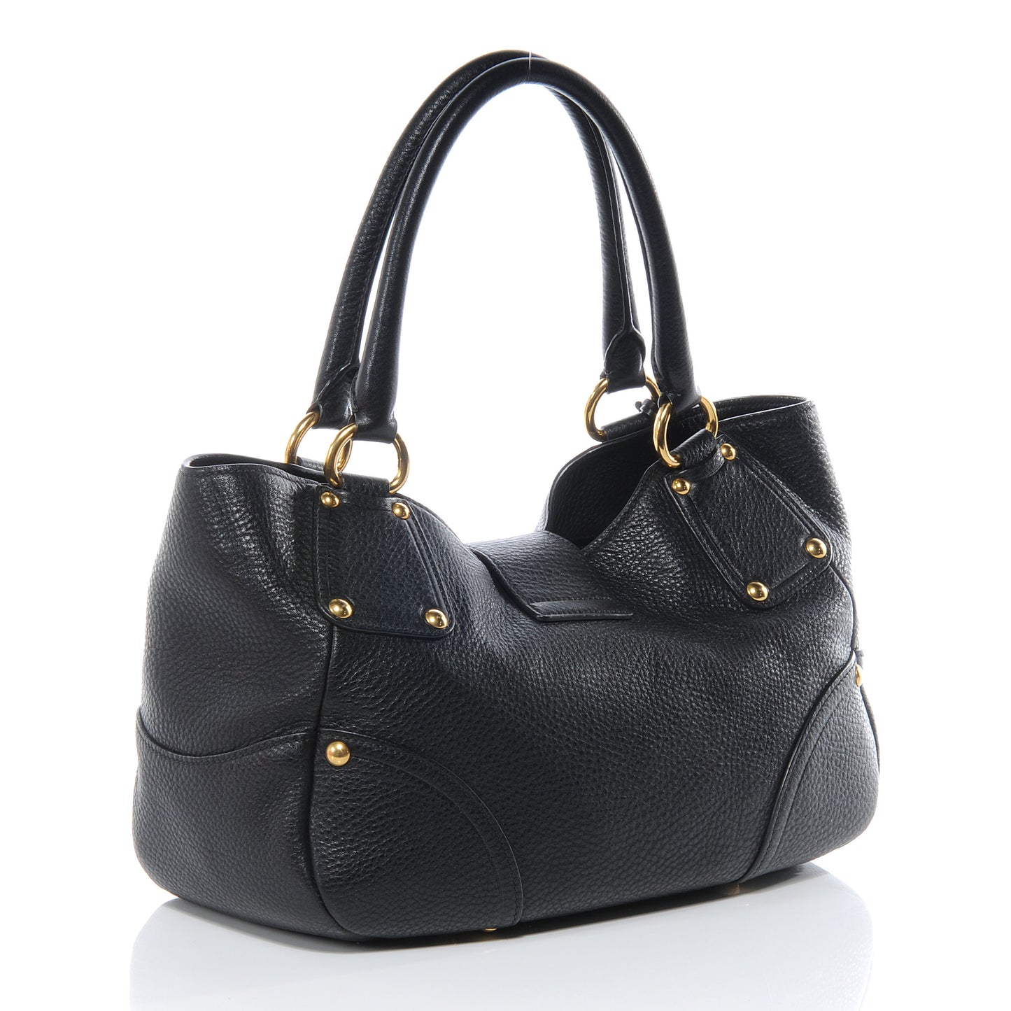 Vitello Daino Pushlock Tote Black