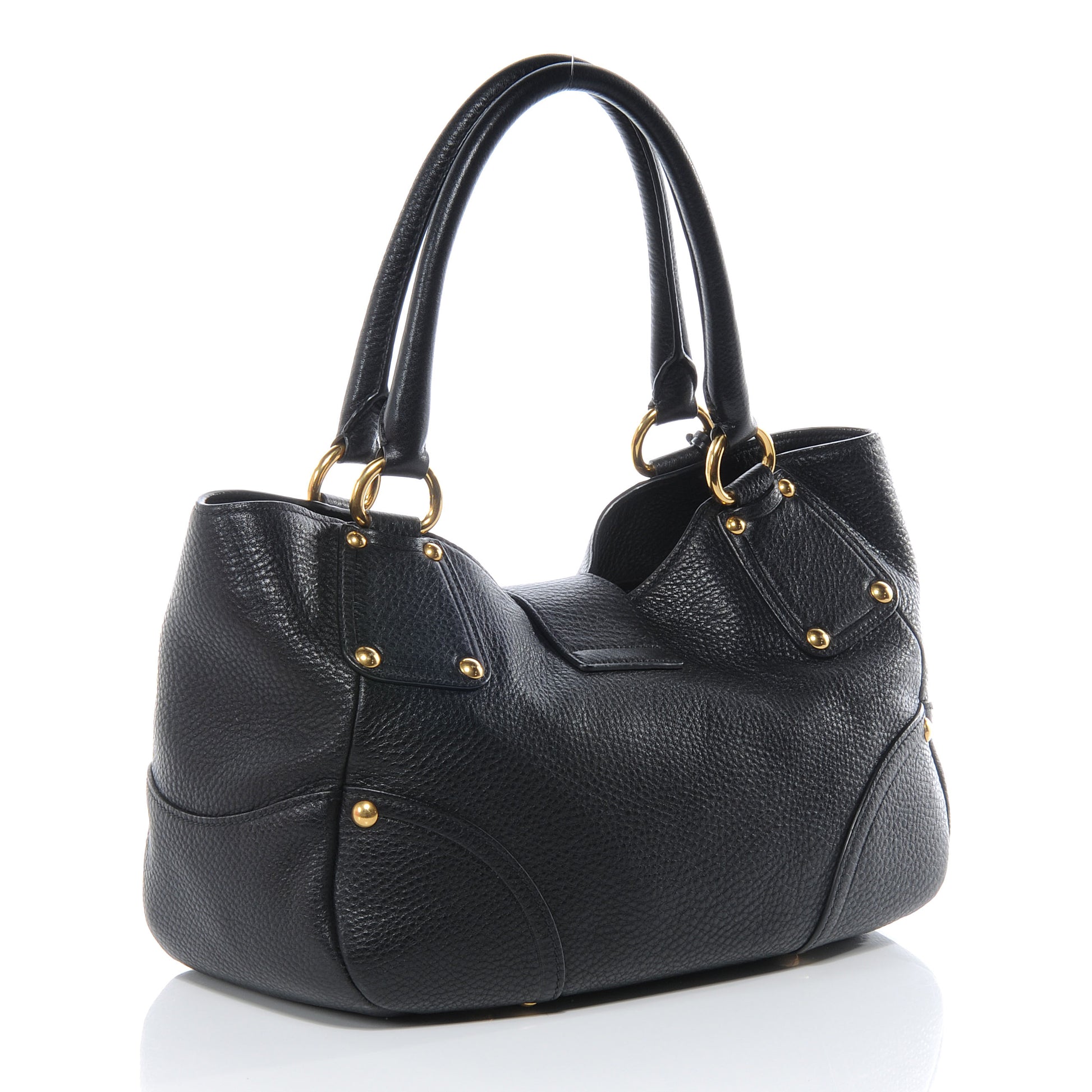 Prada Vitello Daino Pushlock Tote Black 3 of 10