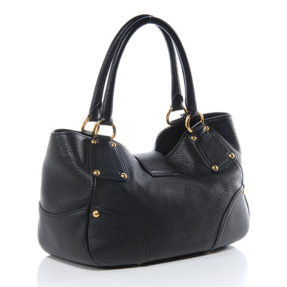 Prada Vitello Daino Pushlock Tote Black 3 of 10