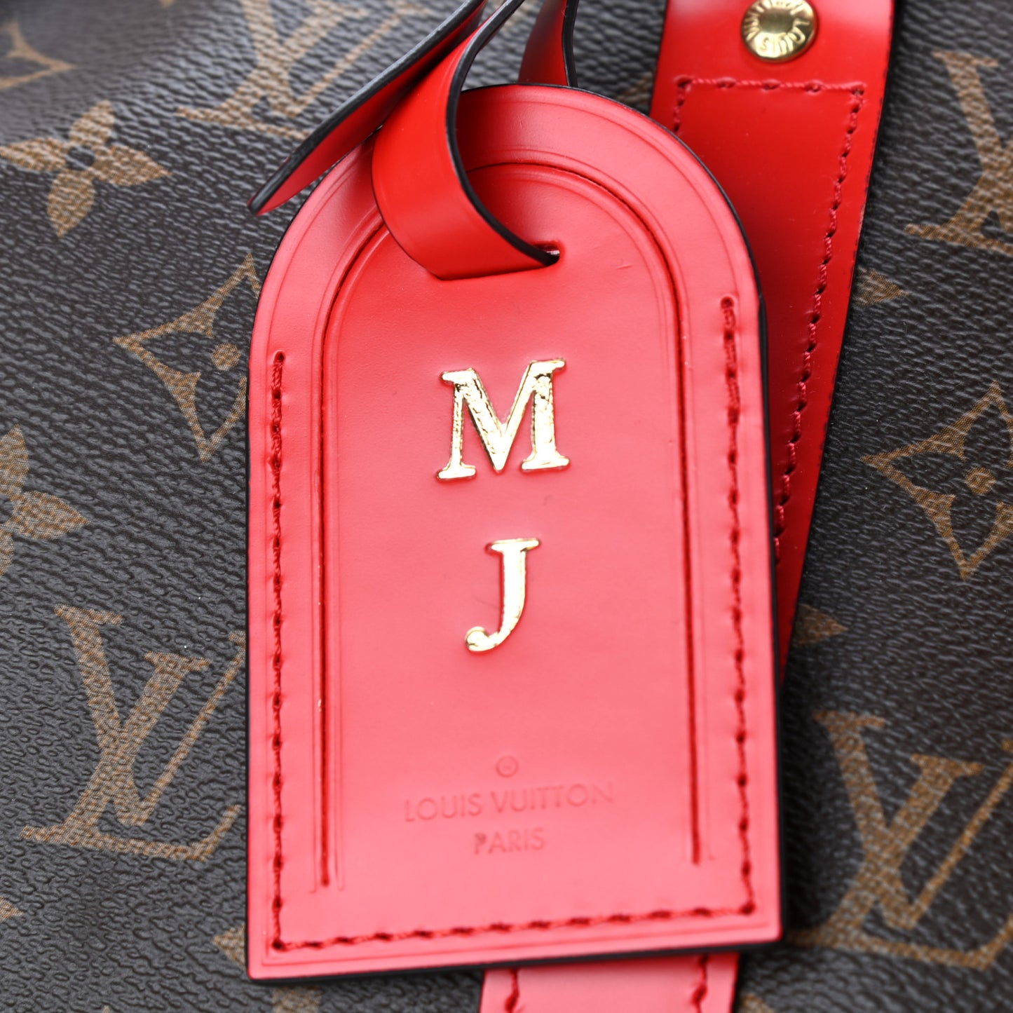 Calfskin Monogram Keepall Bandouliere 50 Coquelicot