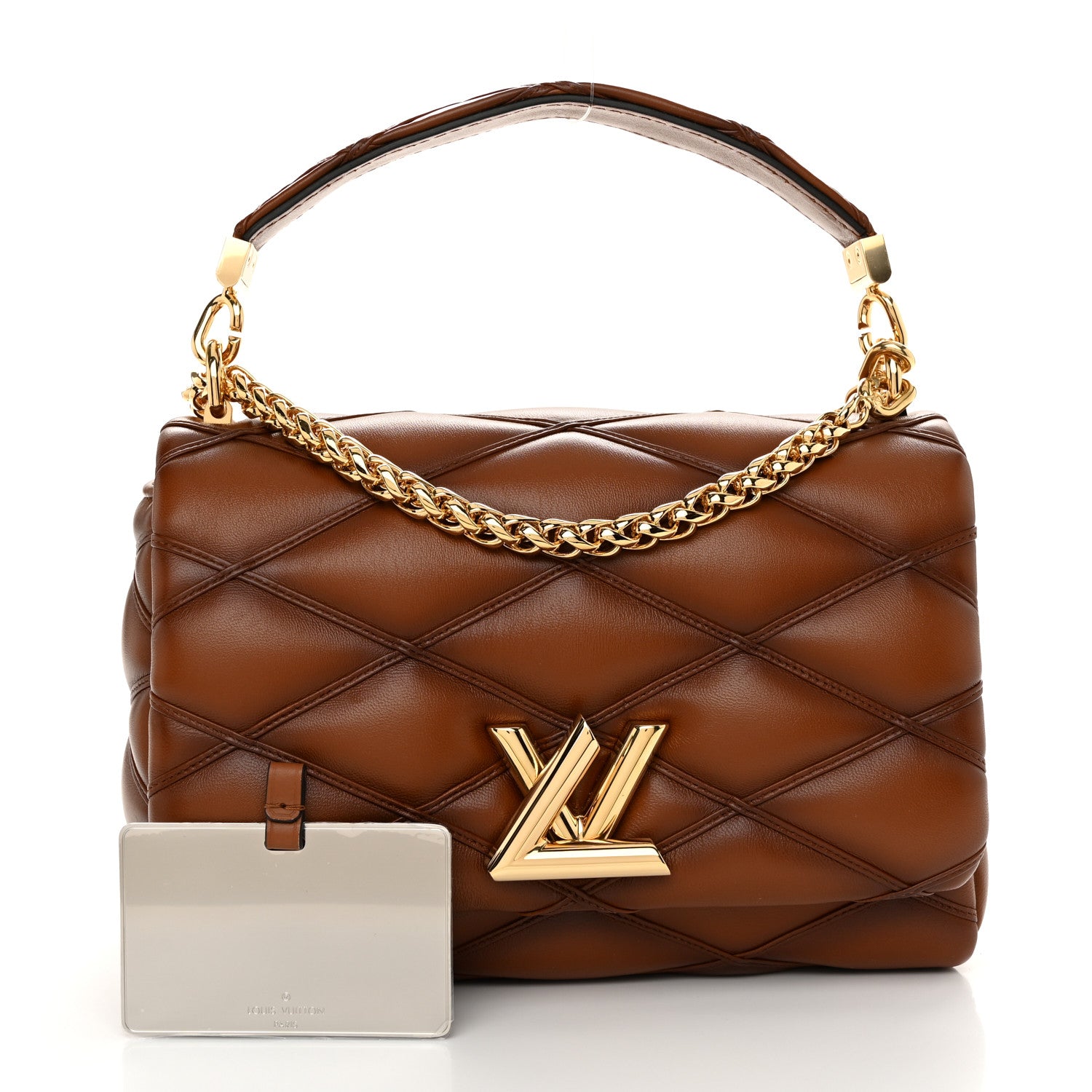 Louis Vuitton Lambskin Malletage Top Handle GO-14 MM Tan 3 of 10