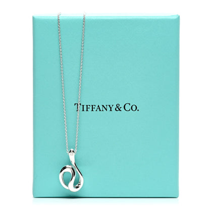 Tiffany Sterling Silver Diamond Elsa Peretti Open Wave Necklace 5 of 5