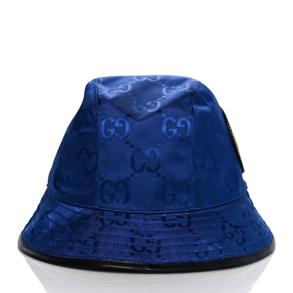 Gucci Econyl Nylon Monogram Off The Grid Will Bucket Hat Orient Blue Black 5 of 9