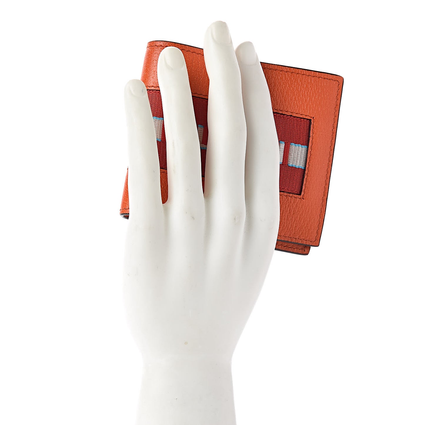 Calfskin Jacquard Stripe Wallet Orange