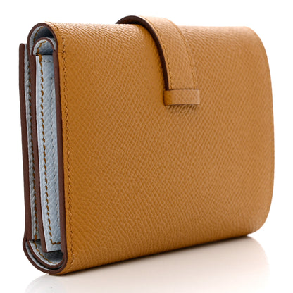 Hermes Epsom Verso Tri-Fold Bearn Compact Wallet Sesame Bleu Brume 4 of 11