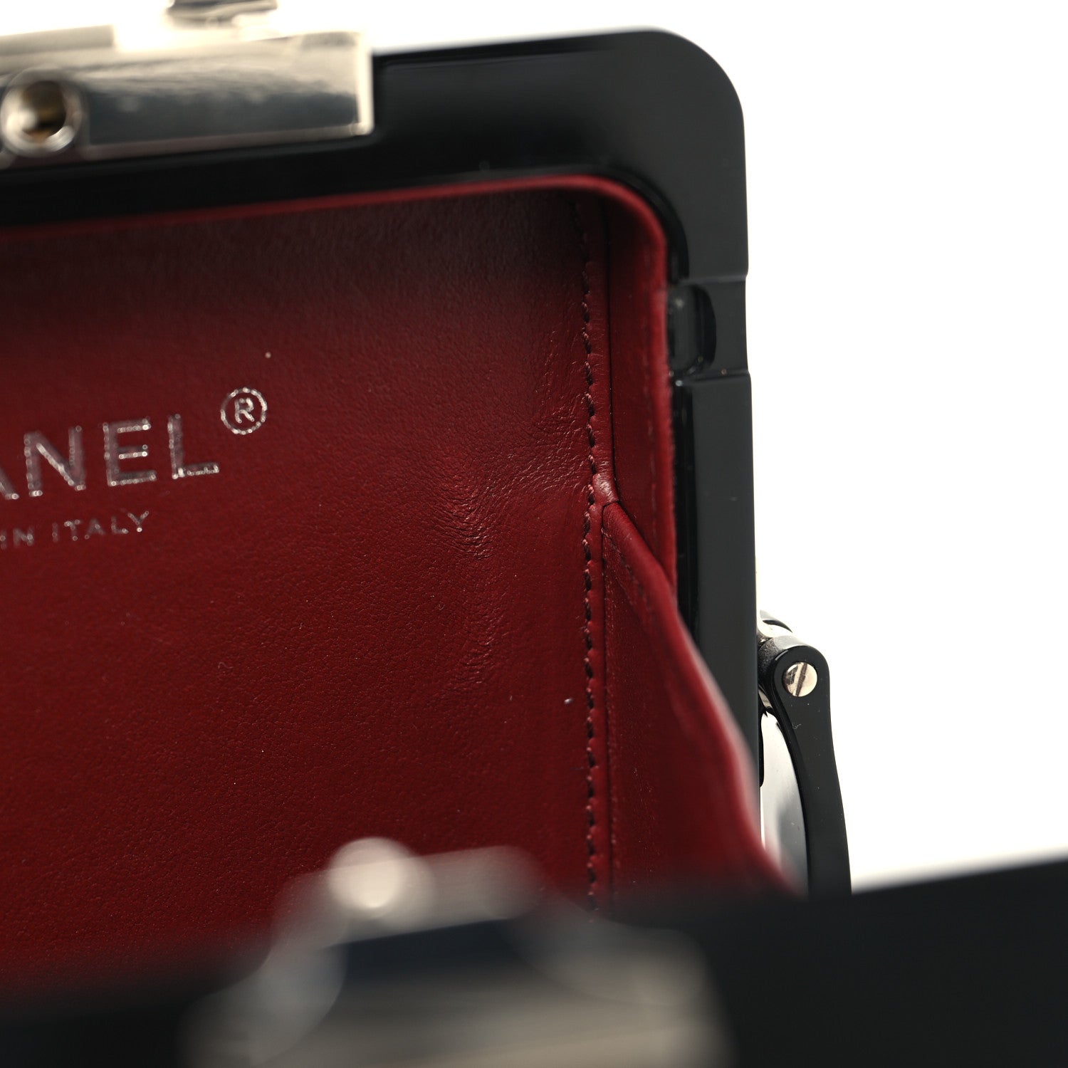 Chanel Plexiglass Patent Evening In The Air Mini Trolley Minaudiere Clutch Black Gold 12 of 13