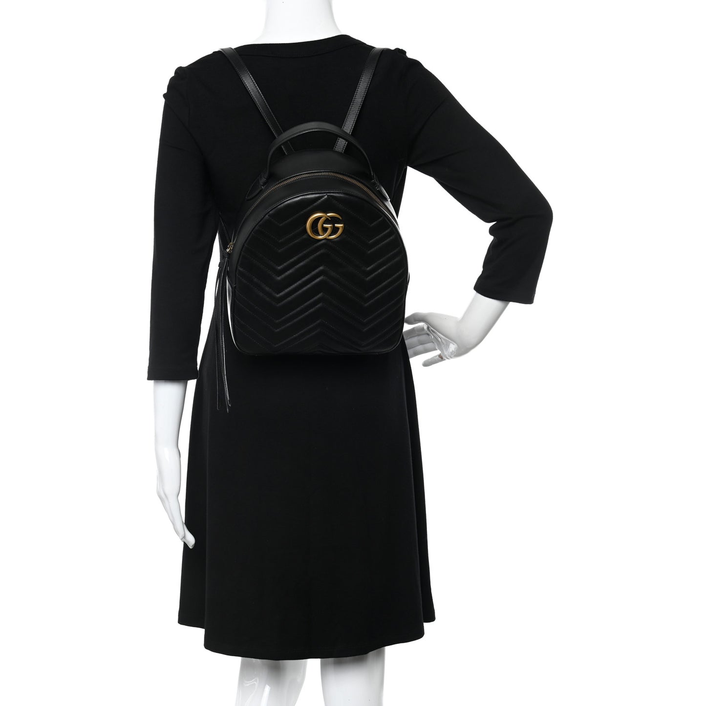 Calfskin Matelasse GG Marmont Backpack Black