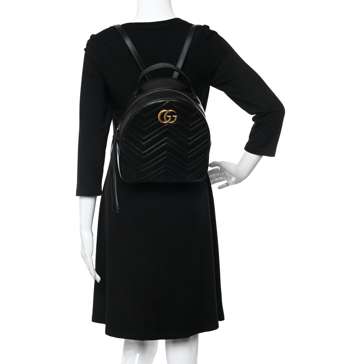 Gucci Calfskin Matelasse GG Marmont Backpack Black 2 of 11