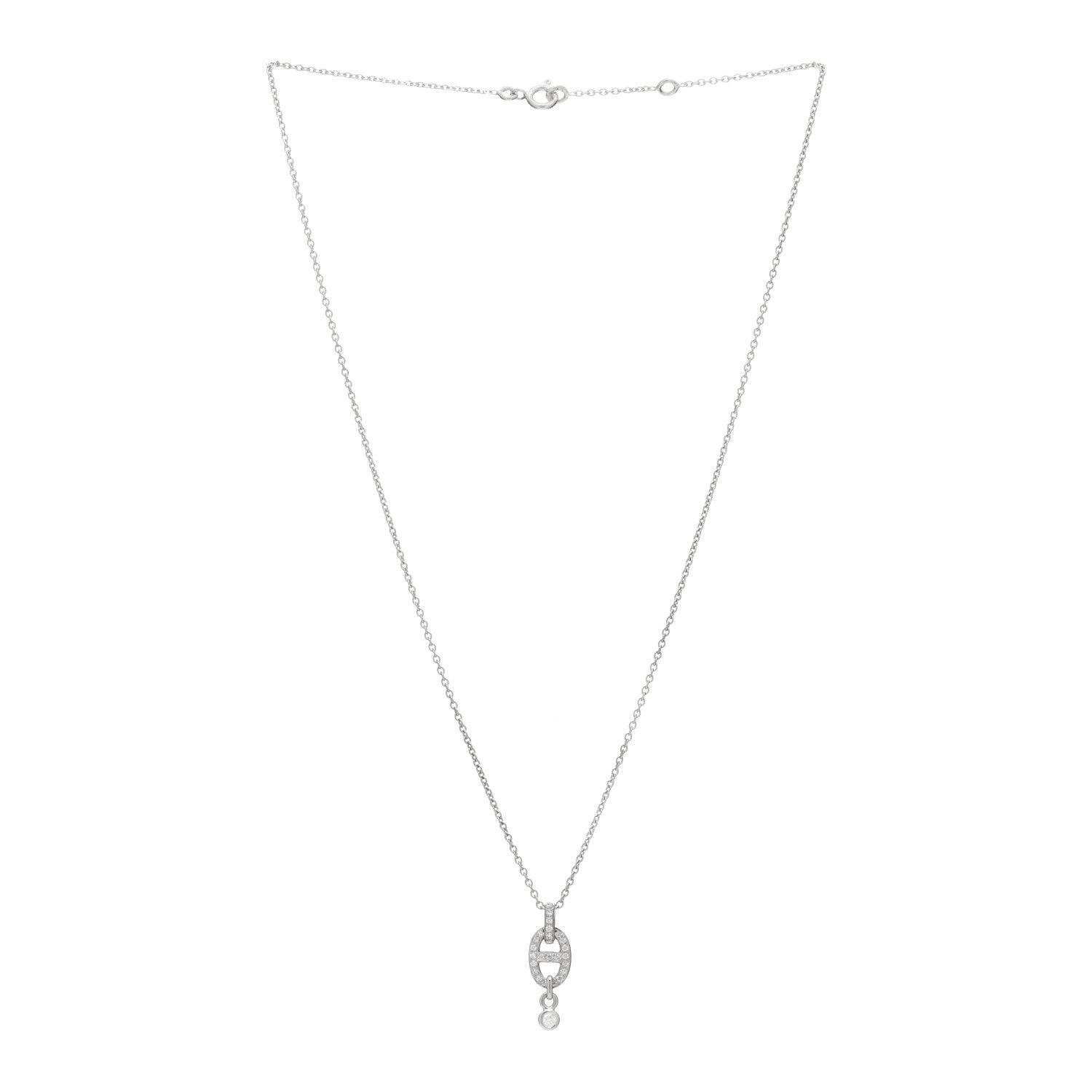 Hermes 18K White Gold Diamond PM Chaine d'Ancre Enchainee Necklace 2 of 4