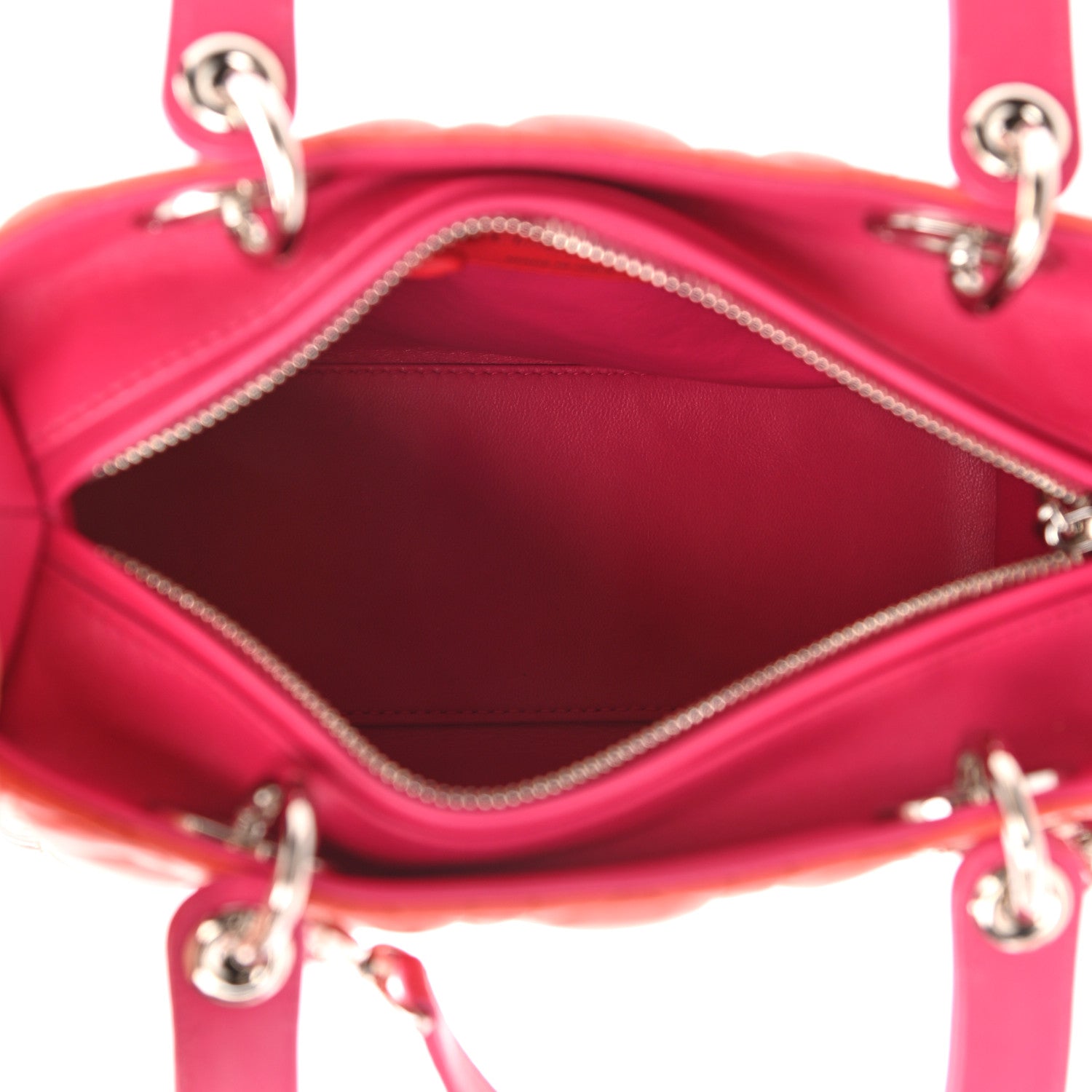 Christian Dior Lambskin Cannage Tri-Color Medium Lady Dior Orange Riviera Fuchsia Cosmopolitan Lipstick Natural 9 of 19