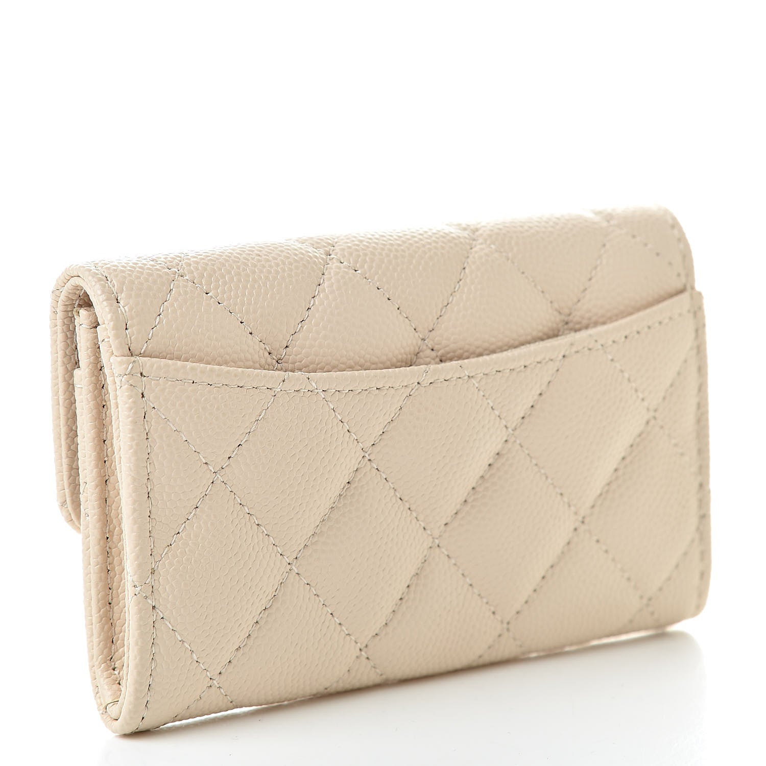 Chanel Caviar Quilted Card Holder Wallet Beige 3 of 9