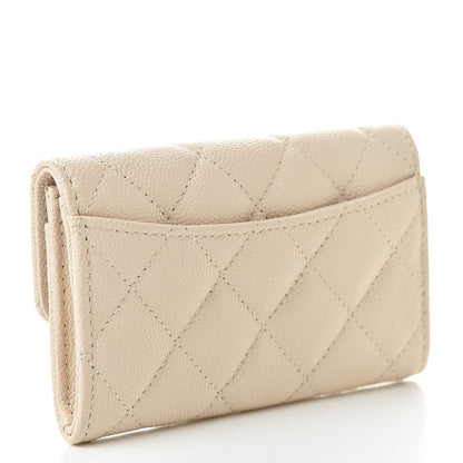 Chanel Caviar Quilted Card Holder Wallet Beige 3 of 9