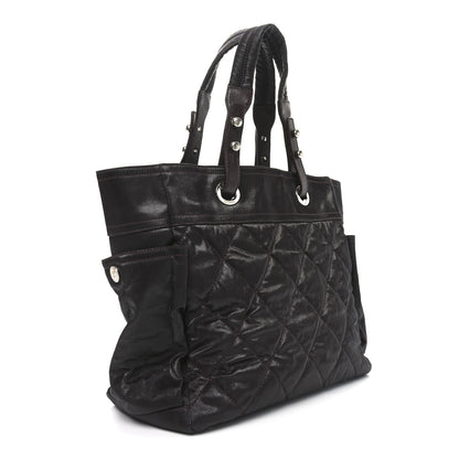 Chanel Metallic Coated Canvas Quilted Large Paris Biarritz Tote Dark Brown 3 of 10