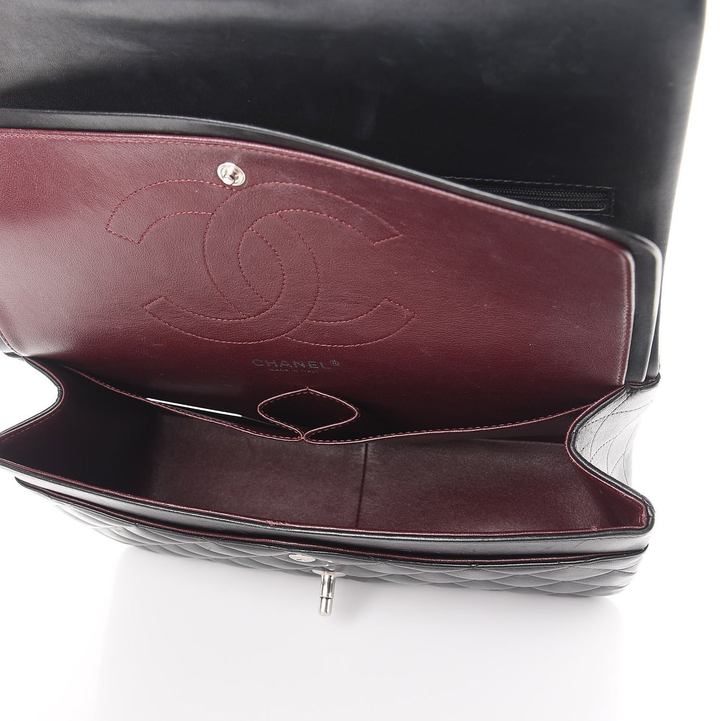 Lambskin Quilted Jumbo Double Flap Black