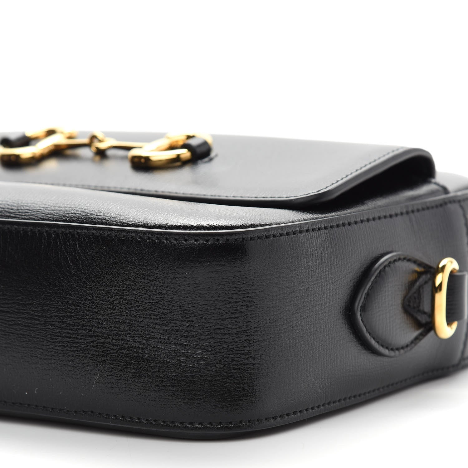 Gucci Textured Calfskin Small Horsebit 1955 Shoulder Bag Black 9 of 9