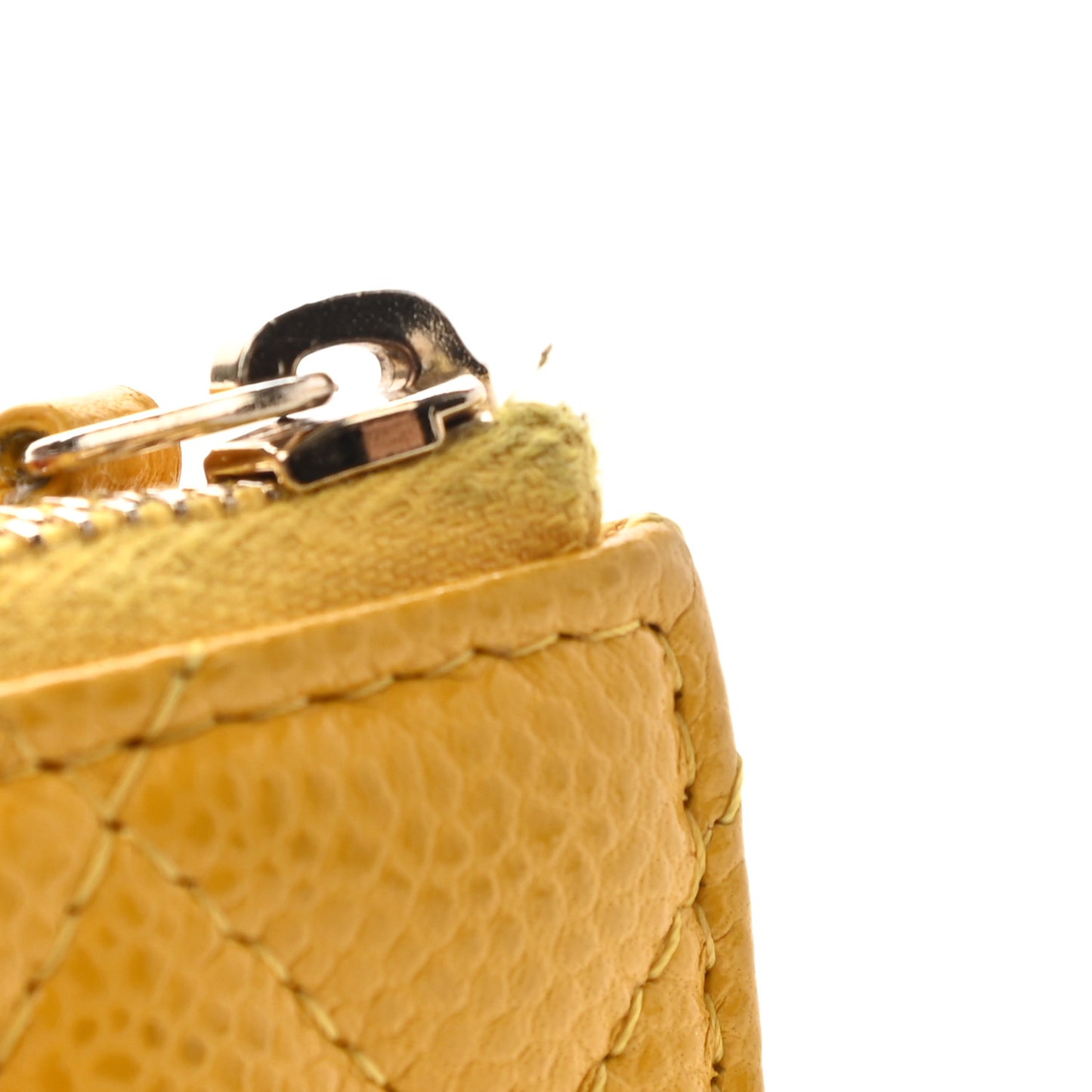 Caviar Quilted Key Holder Case Yellow