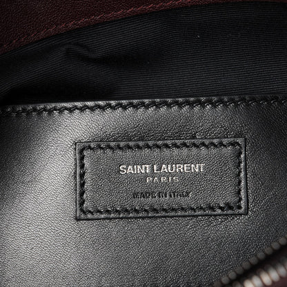 Saint Laurent Calfskin Mixed Matelasse Triquilt Large Monogram Envelope Satchel Bordeaux 7 of 9