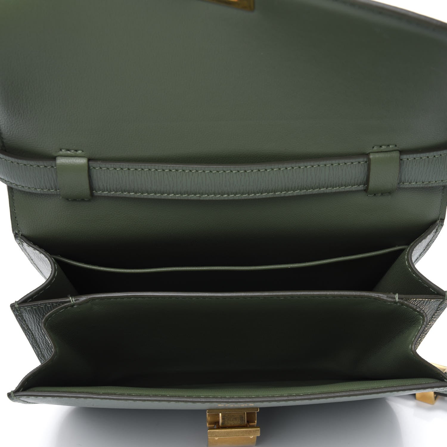 Celine Liege Calfskin Teen Classic Box Flap Bag Dark Olive 4 of 4