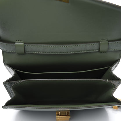 Celine Liege Calfskin Teen Classic Box Flap Bag Dark Olive 4 of 4