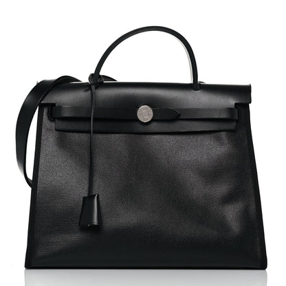 Hermes Toile H Berline Vache Hunter Herbag Zip PM 31 Black Ecru 3 of 13