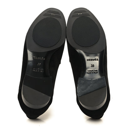 Hermes Velvet Womens Paris Loafers 39 Black 6 of 11