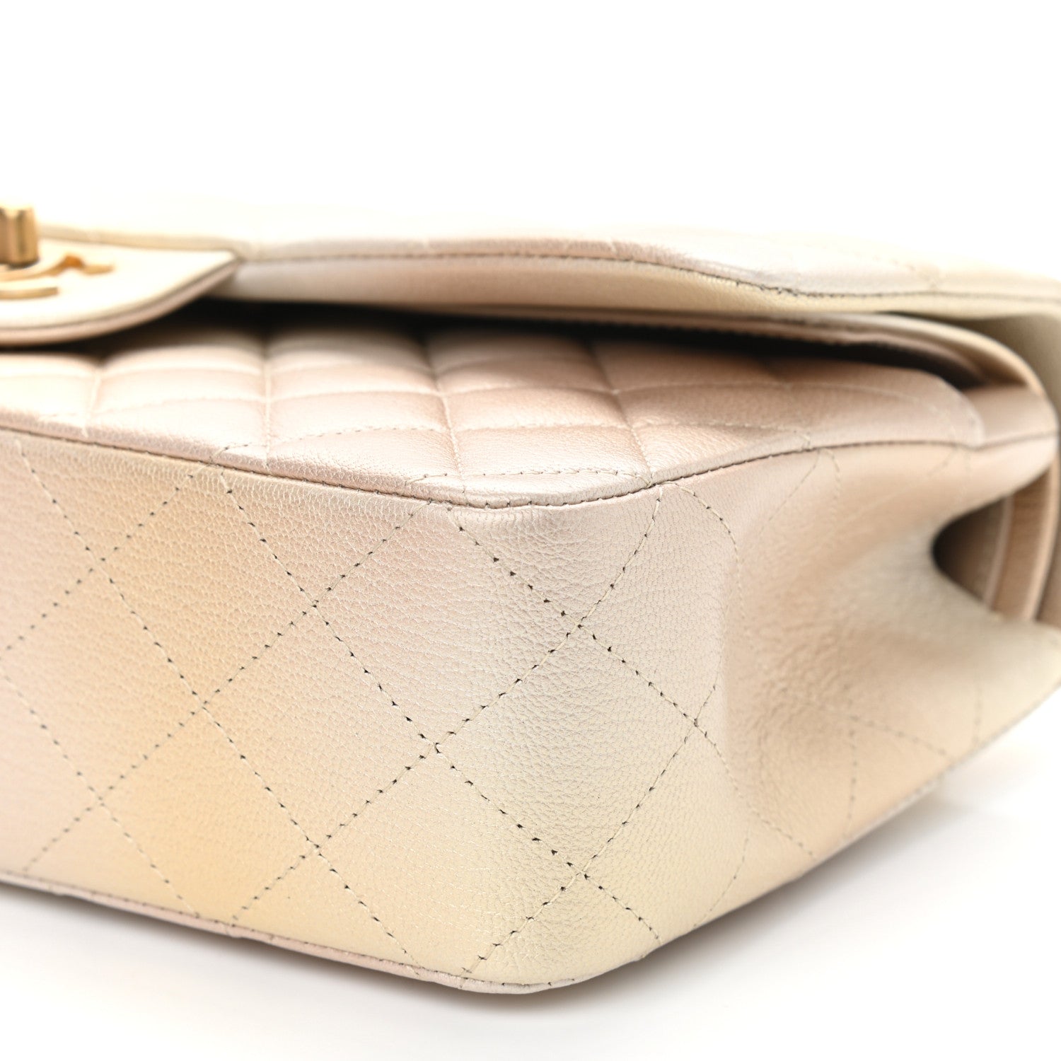 Chanel Metallic Goatskin Quilted Ombre Medium Double Flap Gold 10 of 12