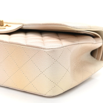 Chanel Metallic Goatskin Quilted Ombre Medium Double Flap Gold 10 of 12