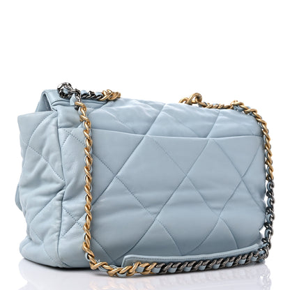 Chanel Goatskin Quilted Maxi Chanel 19 Flap Light Blue 3 of 12