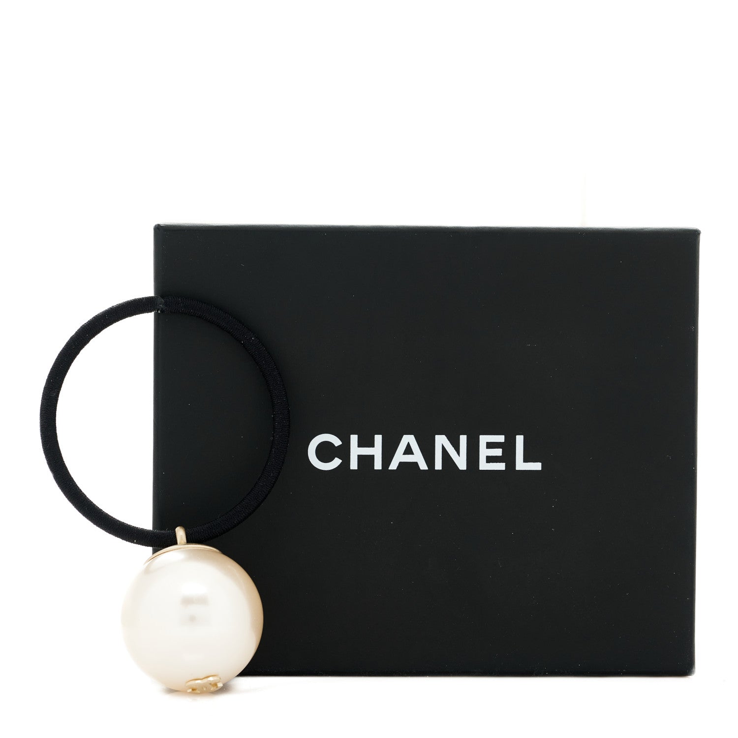 Chanel Pearl CC Hair Tie Black White 4 of 4