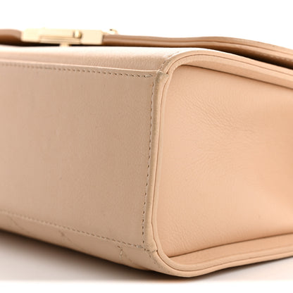 Chanel Grained Calfskin Quilted Medium Label Click Flap Bag Beige 10 of 15