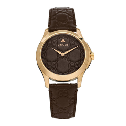 Gucci Stainless Steel Calfskin 38mm G-Timeless Quartz Watch Brown 1 of 5