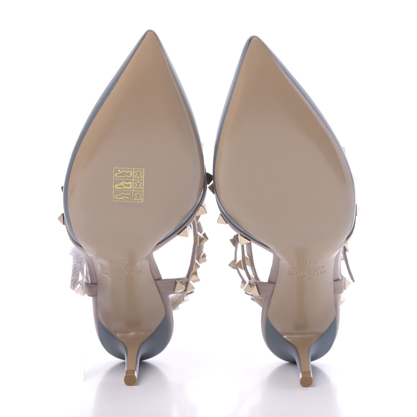 Calfskin Nappa Rockstud Ankle Strap 65mm Pumps 36.5 Amadeus Poudre