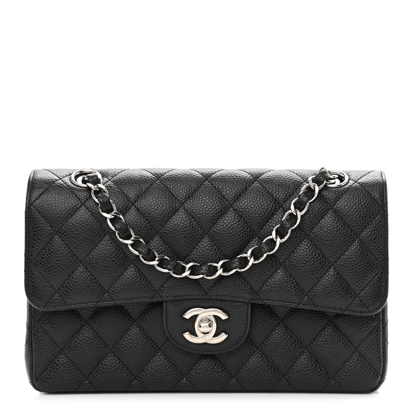 Caviar Quilted Small Double Flap Black