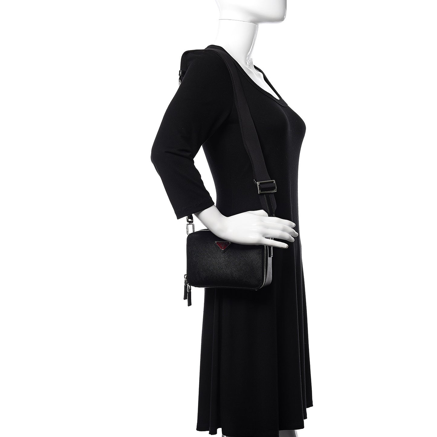 Saffiano Travel Small Brique Crossbody Bag Black