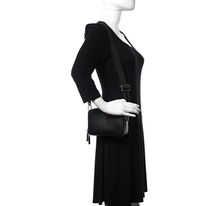 Prada Saffiano Travel Small Brique Crossbody Bag Black 2 of 11